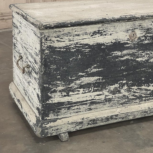 Early 19th Century Rustic Swedish Painted Trunk ~ Blanket Chest ~ Coffee Table For Sale - Image 10 of 18