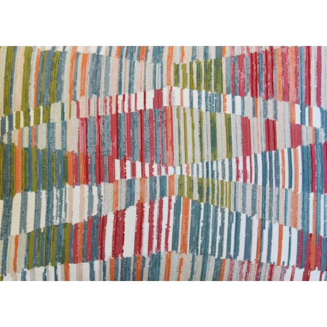 Custom-tailored pillows in designer contemporary geometric wave modern woven cotton-and-Polyester fabric depicting a...