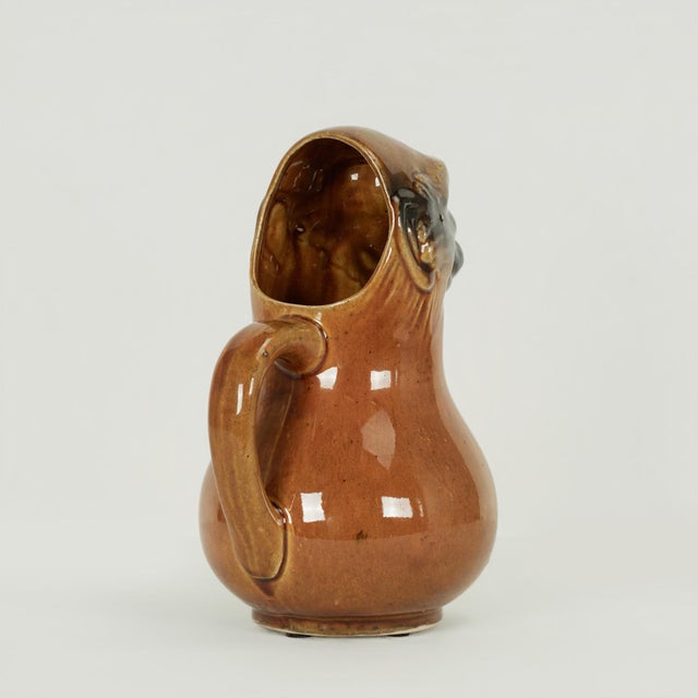 English Antique English Earthenware Monkey Water Pitcher For Sale - Image 3 of 13