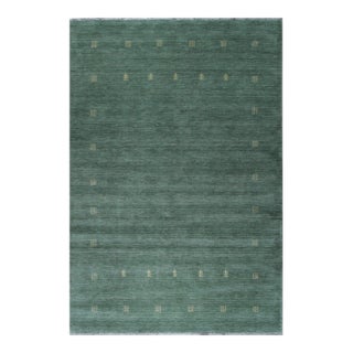 9x12 Laine Amara Green Minimalist Modern Handmade Wool Carpet Rug For Sale