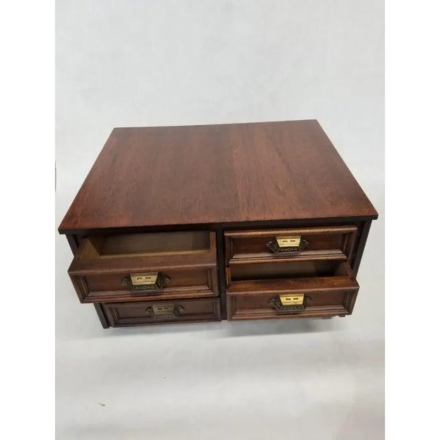 Contemporary Antique Campaign Style Desk Top File Chest Cabinet For Sale - Image 3 of 6