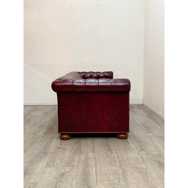 1960s Oxblood Red Leather Chesterfield Sofa For Sale - Image 5 of 11