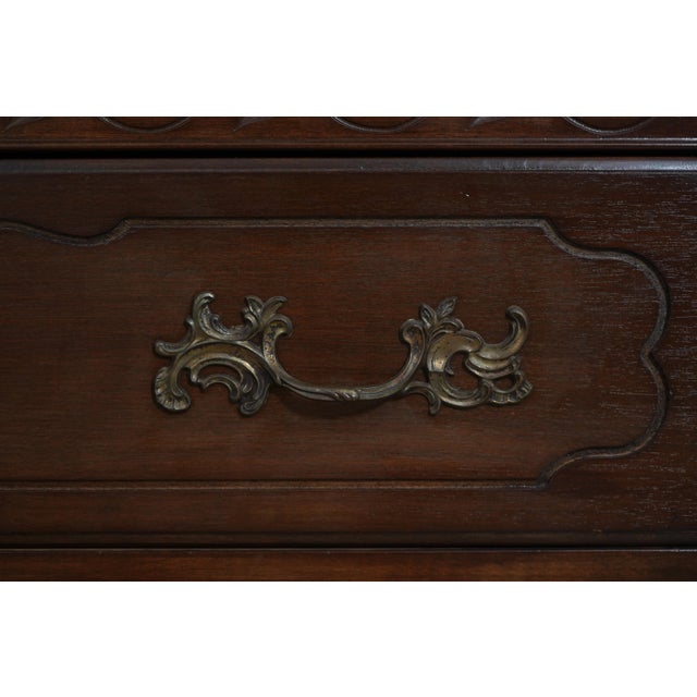 Brown Vintage French Country Walnut Finish High Chest For Sale - Image 8 of 18