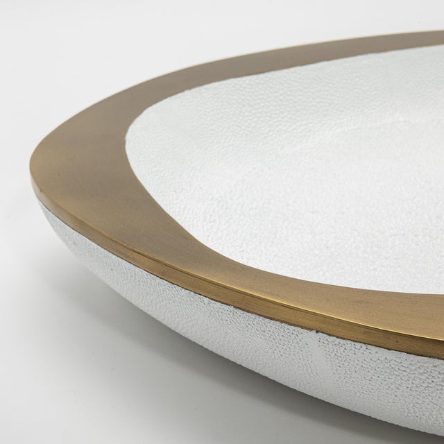 Bowl in White Shagreen With Bronze Patina Brass Details R&y Augousti For Sale - Image 12 of 12