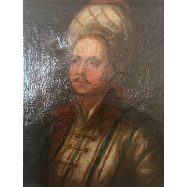 Antique Signed European Oil Portrait of Ottoman Gentleman, Stöyer, Turquerie Tradition 32”t X 26.5”t For Sale In Phoenix - Image 6 of 12