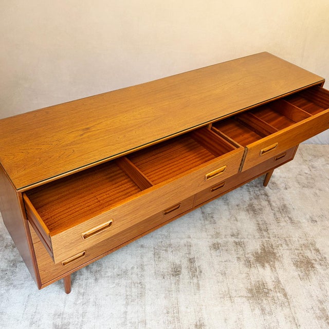 Brown Danish Modern Teak Eight-Drawer Sideboard, 1960s For Sale - Image 8 of 12