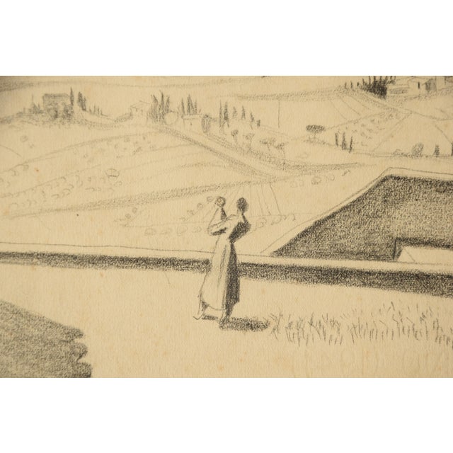 Richard Seewald, Mother & Child (San Gimignano, Tuscany), 1920s, Pencil and Handmade Paper, Framed For Sale - Image 4 of 12