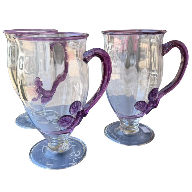Art Deco Carder Steuben Glass Mat-Su-No-Ke Crystal Amethyst Handled Tumbler For Sale - Image 3 of 5