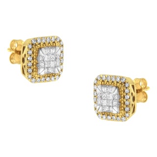 10KT Yellow Gold Diamond Stud Earrings (1/2 cttw, H-I Color, SI2-I1 Clarity) For Sale