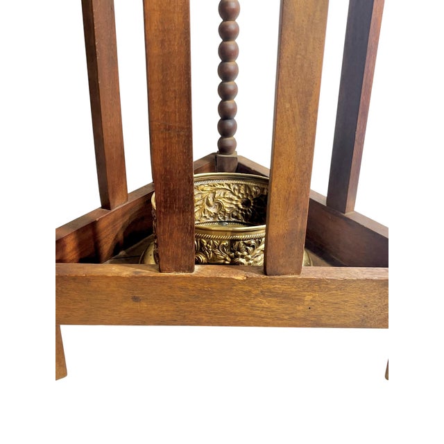 Early 20th Century Antique English Bobbin-Turned Oak Umbrella & Cane Stand With Brass Liner For Sale - Image 5 of 16