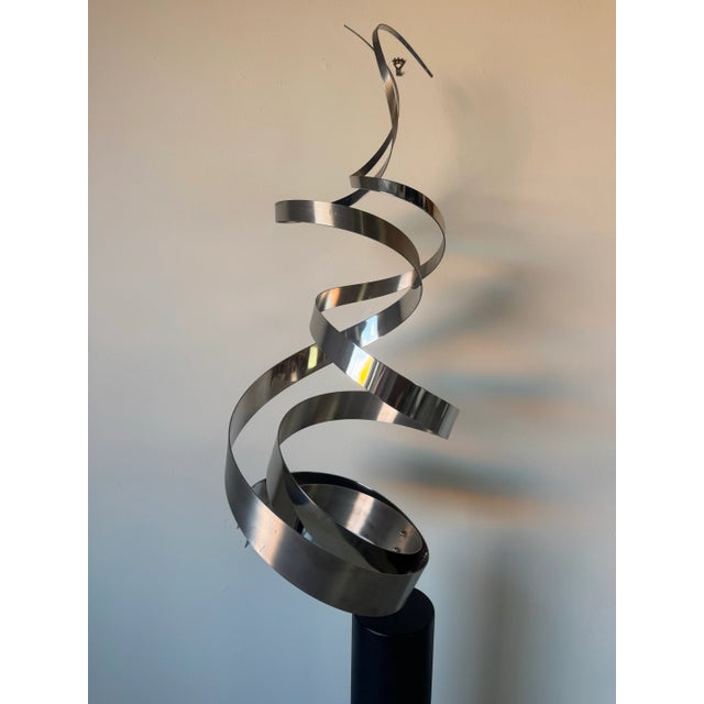 Mid-Century Modern 1986 Curtis Jere “Ribbon” Metal Floor Sculpture/ Sold For Sale - Image 3 of 12