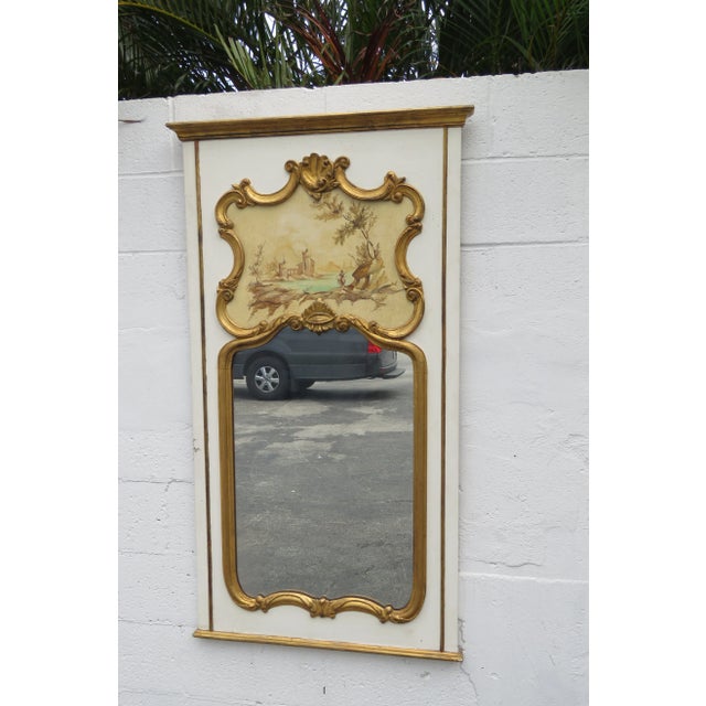 Early 1900s French Painted Trumeau Wall Fireplace Large Mirror For Sale - Image 13 of 13