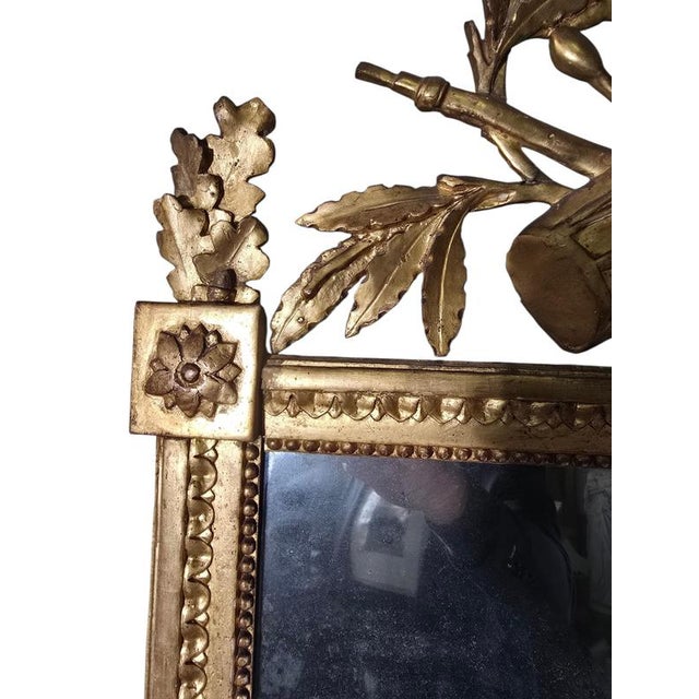 Glass Antique French Giltwood Mirror with Original Glass, 1740 For Sale - Image 7 of 11