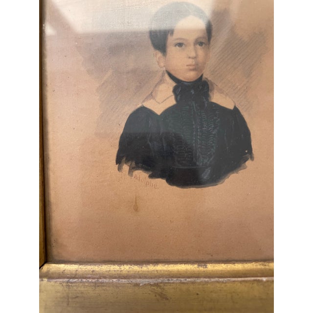 Mid 19th Century 19th Cent Framed Continental Study of a Boy Portrait For Sale - Image 5 of 7