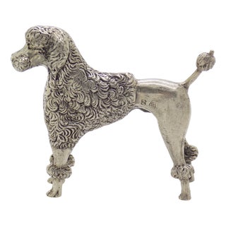 Large Vintage Italian Silver Poodle Figurine, Florence, 1950s For Sale