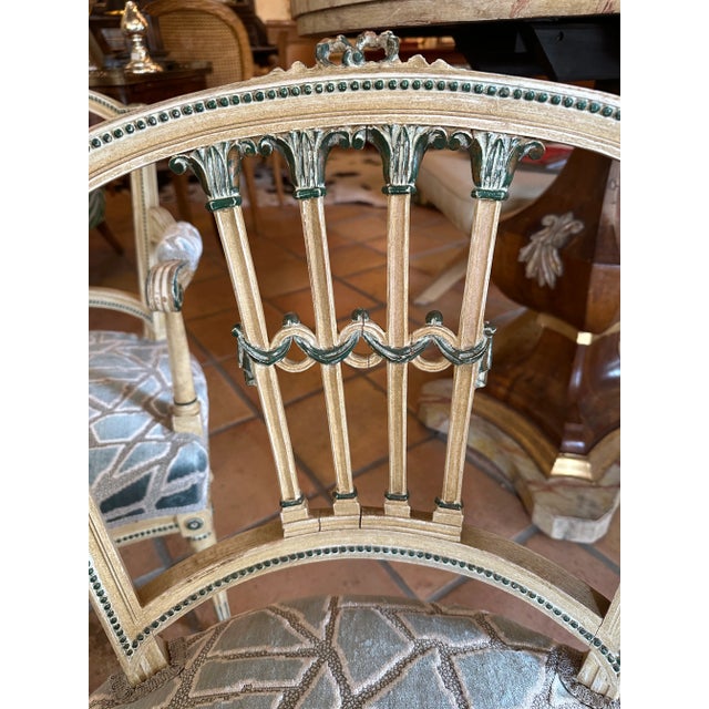 Charming pair of vintage Italian children’s chairs. New giraffe patterned velvet upholstery. Comfortable and sturdy