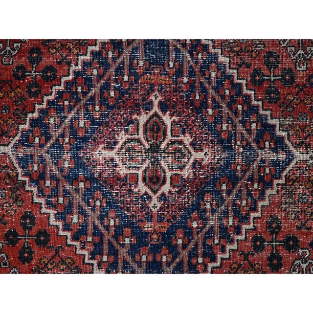 1950 6'9"x10'0" Bossa Nova Red Soft Wool Hand Knotted Vintage Persian Joshagan Rug For Sale - Image 12 of 12