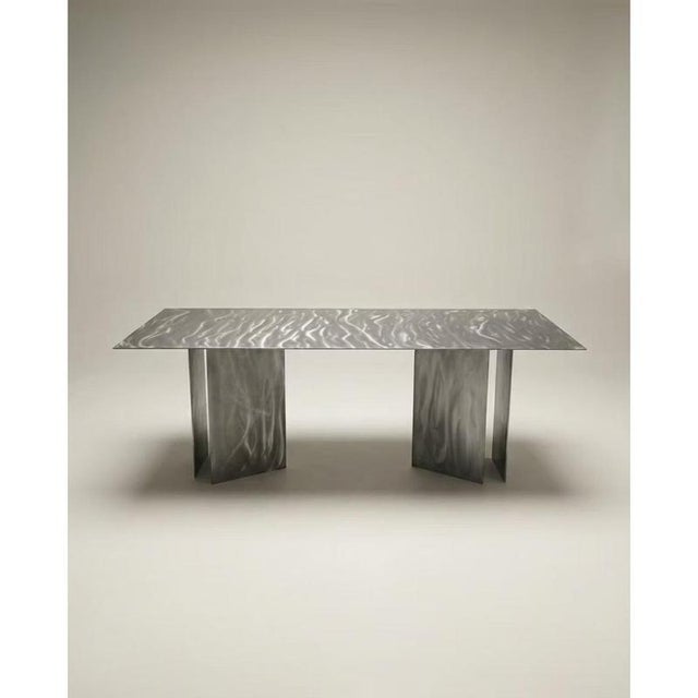 Contemporary Fold Rectangular Table in Stainless Steel by Metalmorphosis Studio For Sale - Image 3 of 8