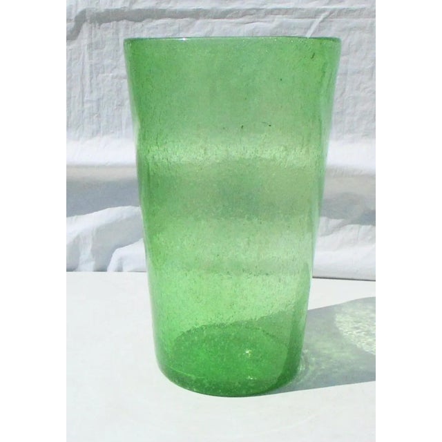 Contemporary Large Bright Green Seeded Hand-Made Vase For Sale - Image 3 of 8
