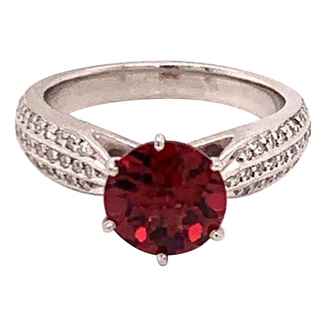 Diamond Platinum Tourmaline Rubellite Ring 5.75 2.43 TCW Certified For Sale