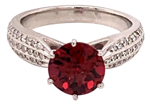 Diamond Platinum Tourmaline Rubellite Ring 5.75 2.43 TCW Certified