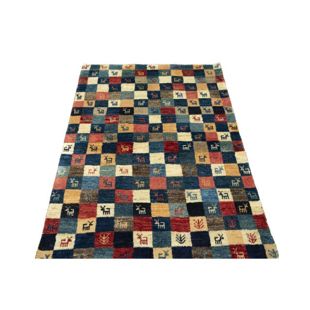 Hand-Knotted Gabbeh Nomadic Rug For Sale - Image 4 of 11