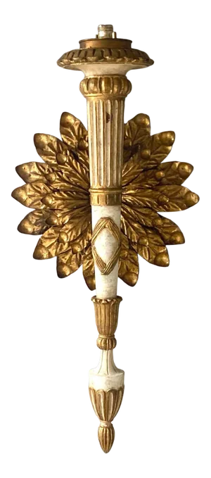 Vintage Neoclassical Gilt Flower Wall Lamp