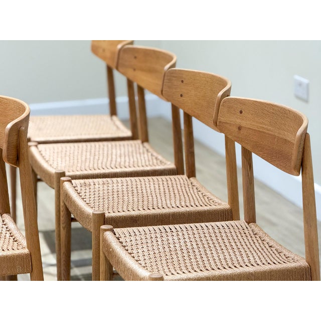 Wood Model 501 Dining Chairs in Oak and Papercord from A.M. Møbler, 1960s, Set of 8 For Sale - Image 7 of 13