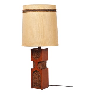 Art Deco Floor Lamp in Oak and Cork, Czech, 1920s For Sale