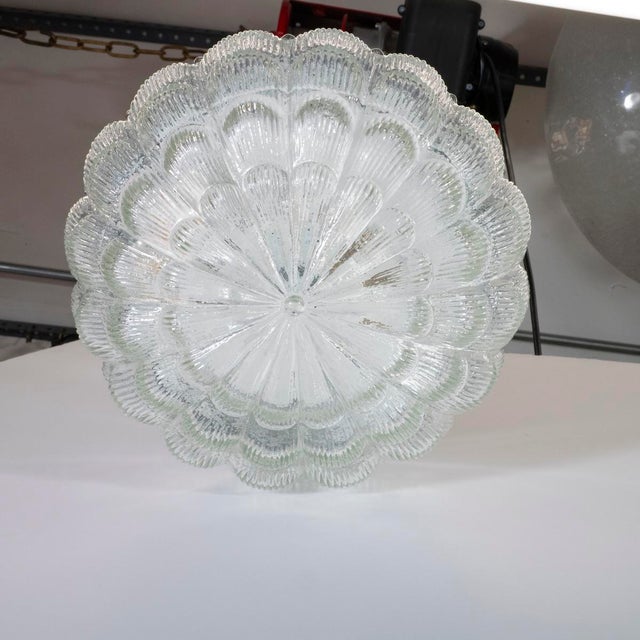 Floral motif molded glass flush mount ceiling fixture For Sale - Image 4 of 5