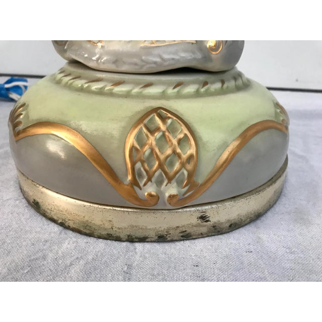 French Antique European Capodimonte Floor Lamp With Gold Details and Custom Shade For Sale - Image 3 of 13