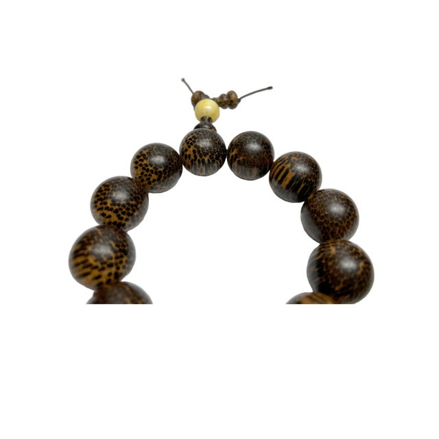 Natural Scale Dots Pattern Wood Beads Hand Rosary Praying Bracelet For Sale In San Francisco - Image 6 of 7