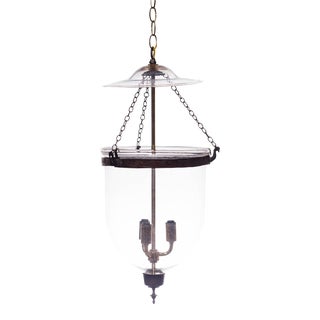 Vintage Glass Bell Jar Pendant Light For Sale
