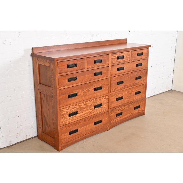 Stickley Stickley Style Mission Oak Arts & Crafts Twelve-Drawer Dresser Chest For Sale - Image 4 of 11