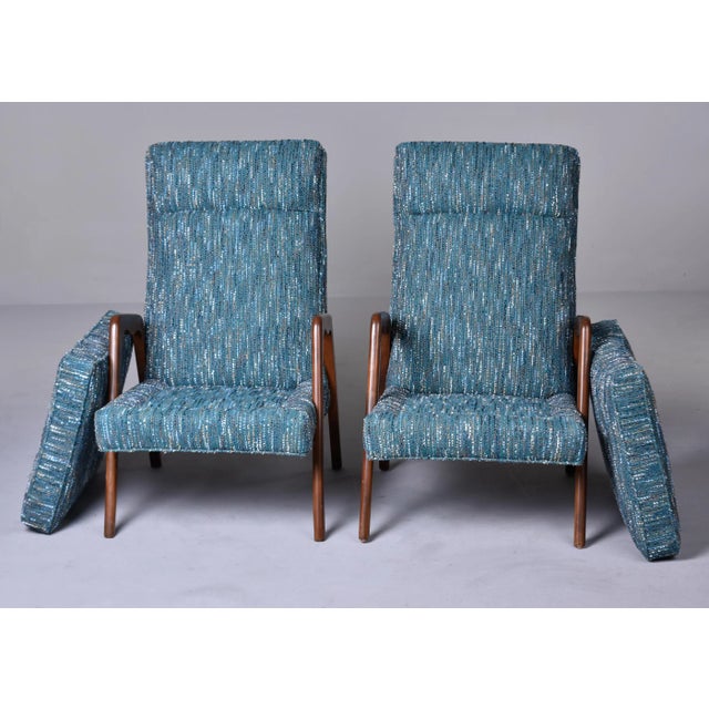 Mid Century Italian Chairs With New Teal Tweed Upholstery - Pair For Sale - Image 11 of 13