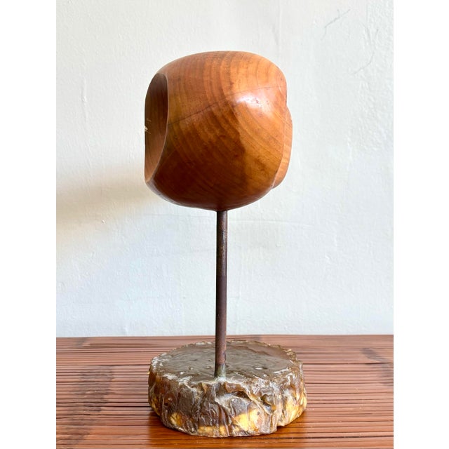 Wood Vintage Boho Carved Wood Sculpture For Sale - Image 7 of 9