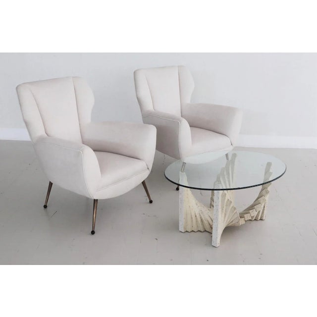 Set of Italian Armchairs in White Velvet in Gigi Radice Style, 1950s For Sale - Image 17 of 18