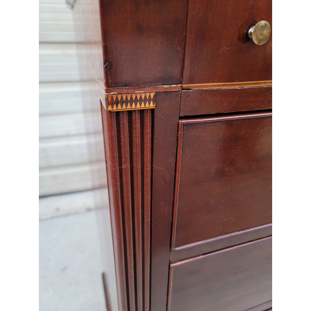 Brown Antique Early 19th Century English Inlaid Mahogany 8 Drawer Gentleman's Tall Chest For Sale - Image 8 of 12