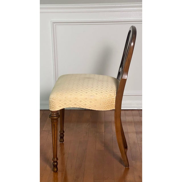 French Walnut Boudoir, Vanity Chair With Floral Inlay, C. 1900s For Sale - Image 4 of 16