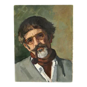 1970 Expressionist Portrait Oil Painting on Board “Giovanni Self Portrait"