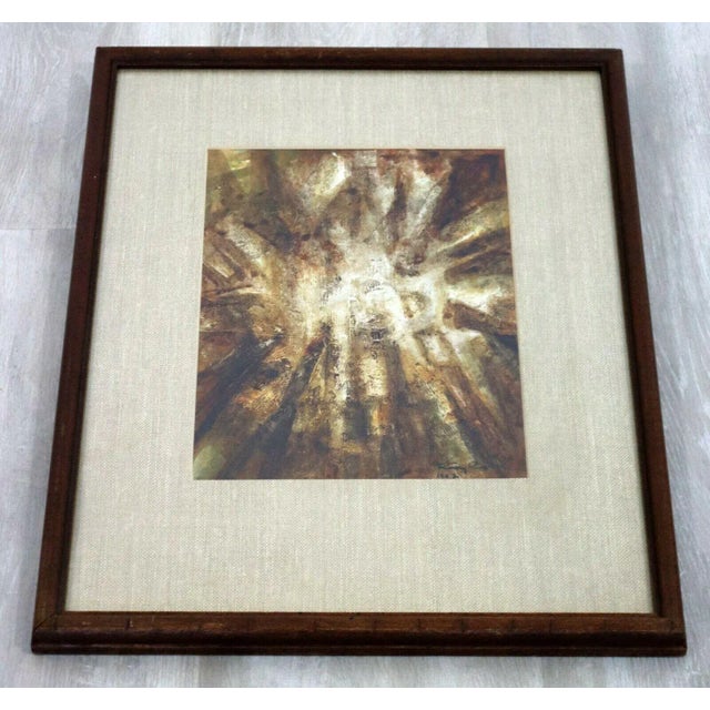 Mid-Century Modern 1960s Abstract Oil Painting on Paper by Tammy Egbal, Framed For Sale - Image 3 of 6