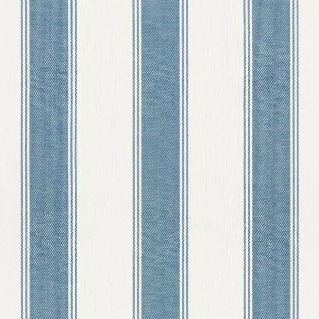 Schumacher X Veere Grenney Rafe Stripe Fabric in Marine For Sale