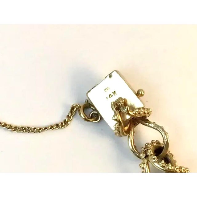 Heavy Solid 14k Gold Charm Bracelet With Charms For Sale - Image 4 of 11