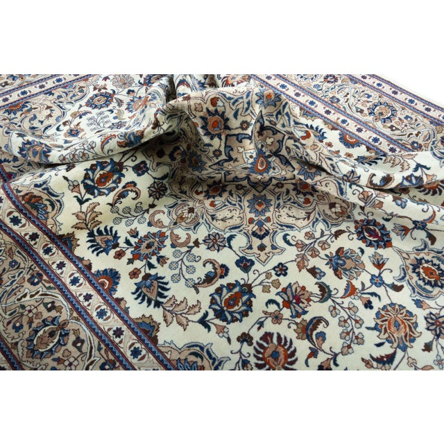 Hand-Knotted Cork Wool Kashmar Rug with Floral Design, 1990s For Sale - Image 11 of 13