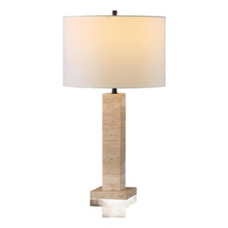 Hannabeth Travertine Table Lamp in Travertine/Black For Sale