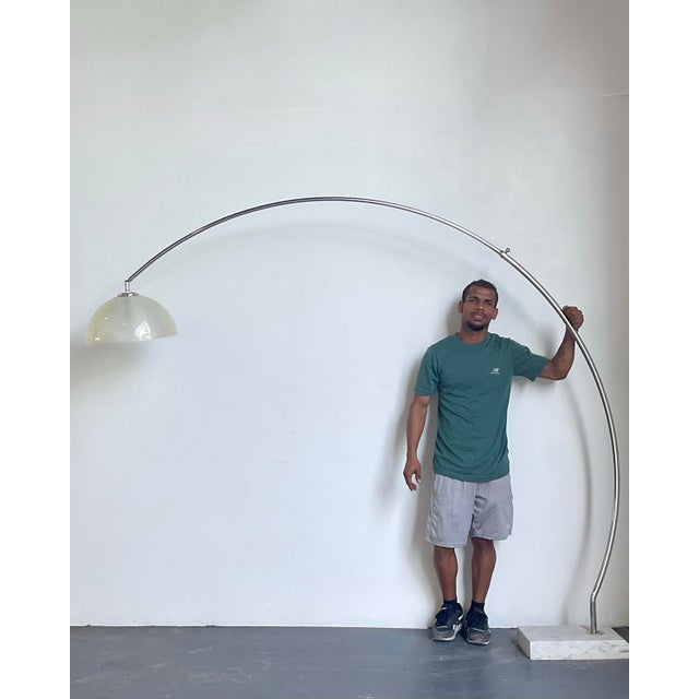 Vintage Chrome and Glass Arc Lamp For Sale - Image 9 of 12