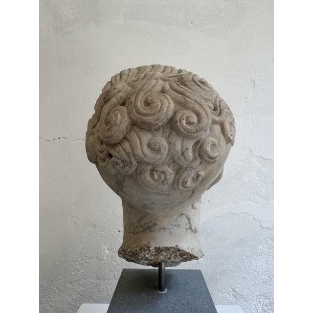 Italian Artist, Head of a Young Woman Sculpture, 1800s, Marble For Sale - Image 3 of 14