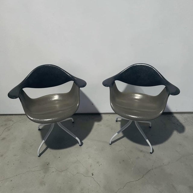 Mid-Century Modern 1950s George Nelson for Herman Miller Swag Leg Daf Chairs - a Pair For Sale - Image 3 of 11
