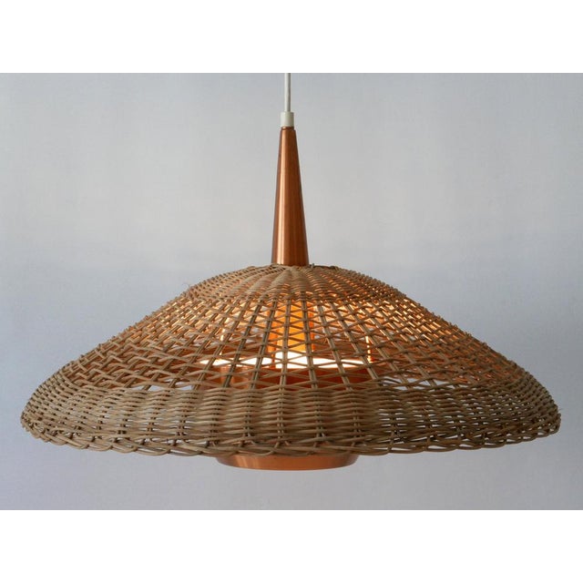 Large Modern Rattan & Copper Pendant Lamp, 1970s For Sale - Image 13 of 18