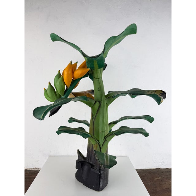 Mid-Century Hand-Carved Wooden Banana Tree Sculpture, South America, 1950s For Sale - Image 12 of 18